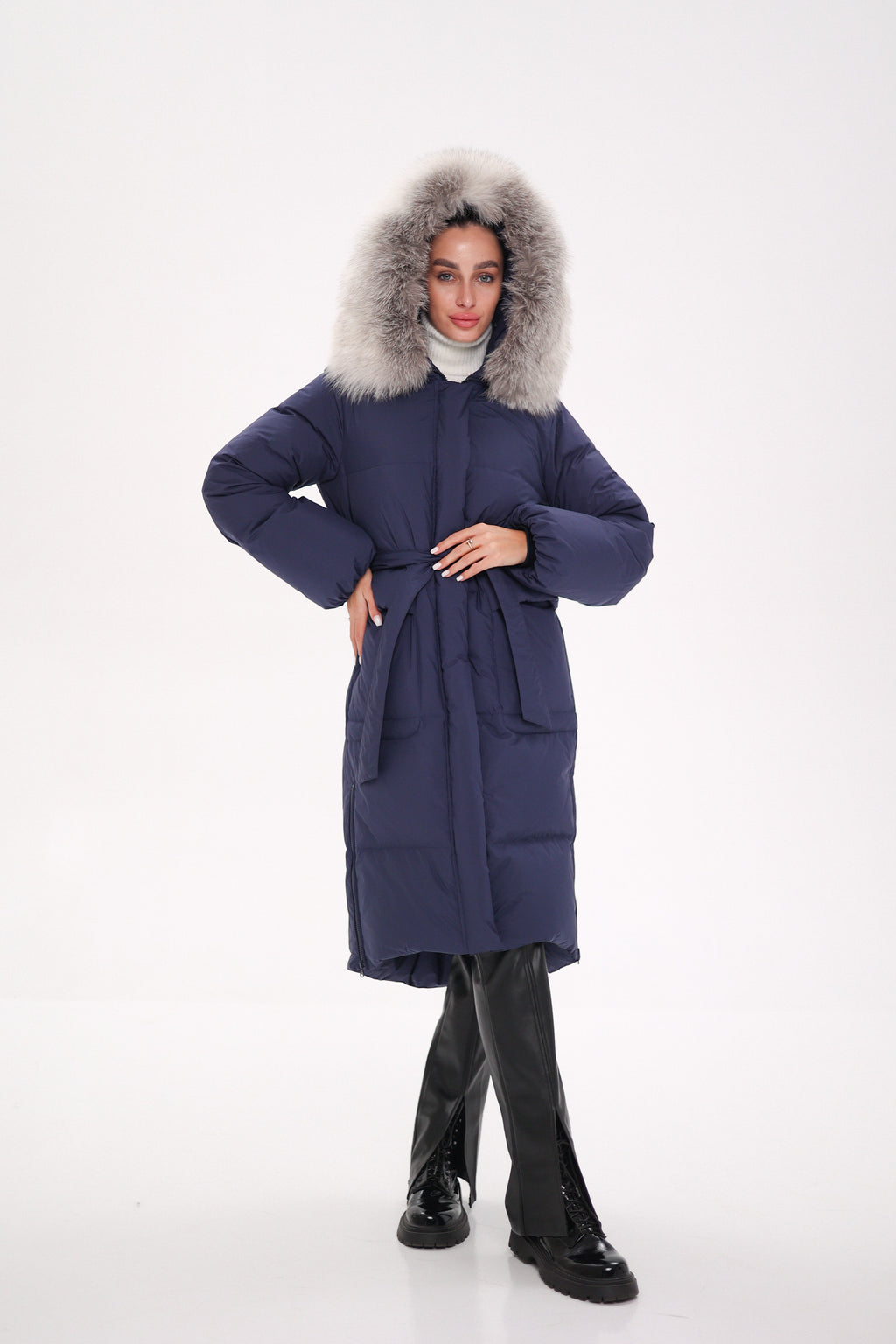 Genuine Silver Fox Down Fill Coat - SJB-DIAMOND ELITES