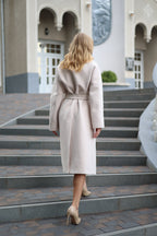 Band Collar Wool Blend Coat in Ivory - SJB-DIAMOND ELITES