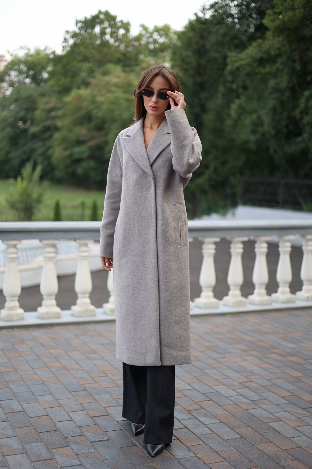 Classic Wool Blend Coat in Grey - SJB-DIAMOND ELITES