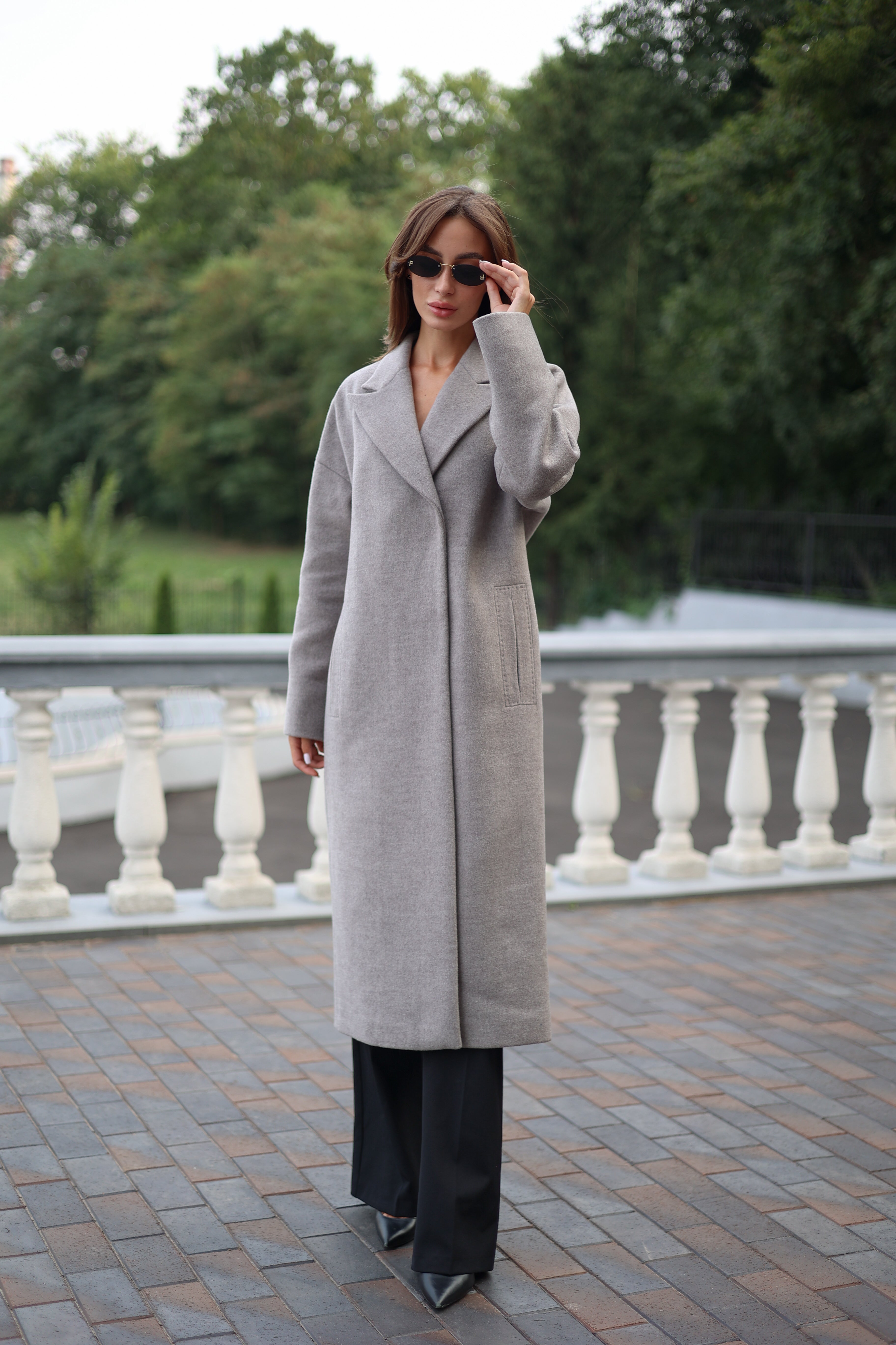 Classic Wool Blend Coat in Grey - SJB-DIAMOND ELITES