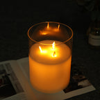 8''High 3-Wick Glass Battery Operated  Flameless Candles White Lootquake LLC