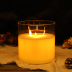 6''High  3-Wick Glass Battery Operated Flameless Candles Lootquake LLC