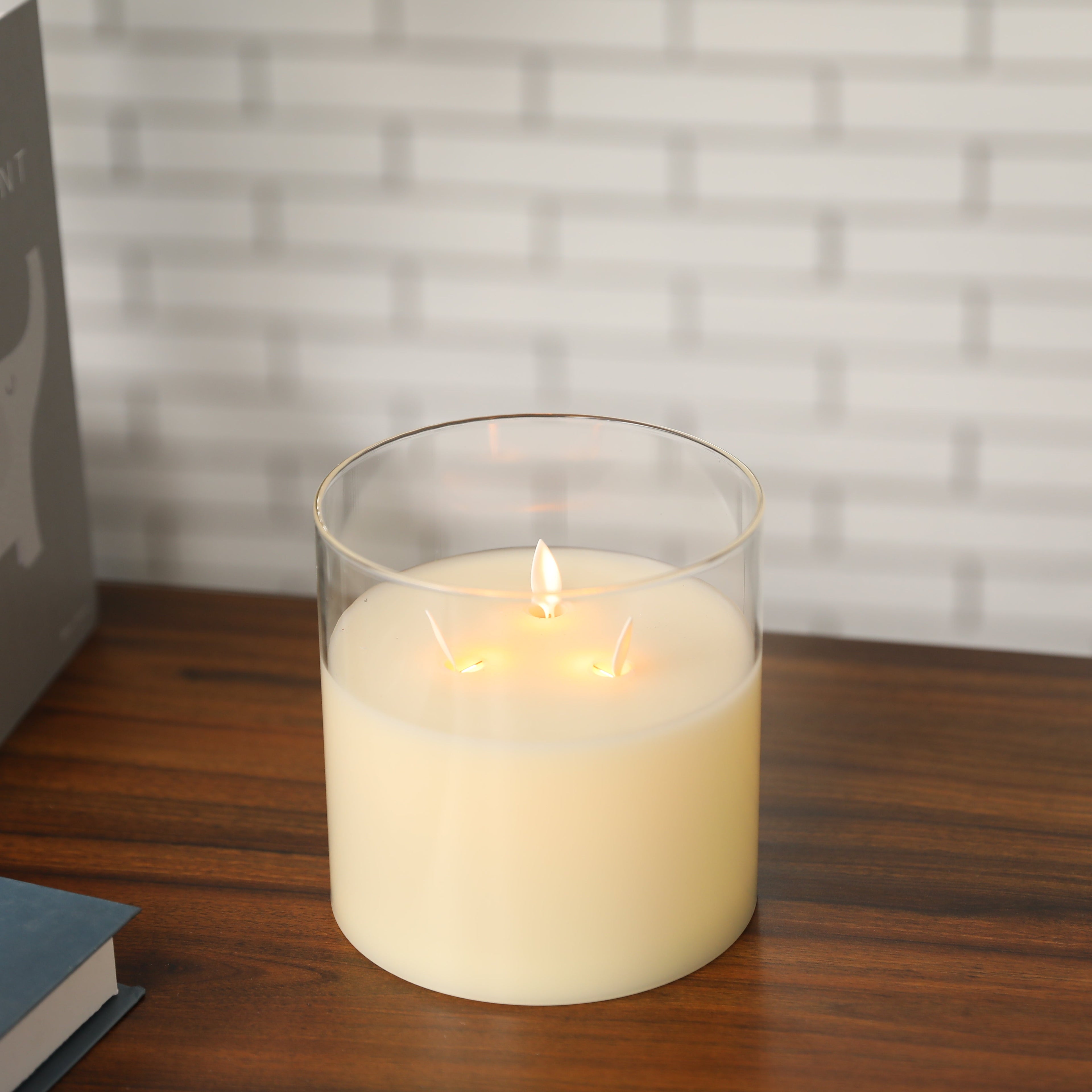 6''High  3-Wick Glass Battery Operated Flameless Candles Lootquake LLC