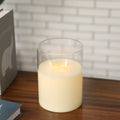 8''High 3-Wick Glass Battery Operated  Flameless Candles White Lootquake LLC