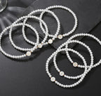 Dainty Faux Pearl Bead Initial Bracelet for Women Pi-Mart