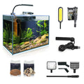 3 Gallon Betta Fish Tank Small Aquarium Starter Kit with Heater Self Cleaning System Efficiency Filter Bright Light Rocks Gravel Cleaning Tool Set HD Float Complete Glass Leak-Proof Gift Present Lootquake LLC