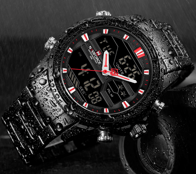 Mens Wrist Watch, Waterproof Analog Digital Watches Multifunction Stainless Steel Business Watches For Man Perfect Gift - SJB-DIAMOND ELITES