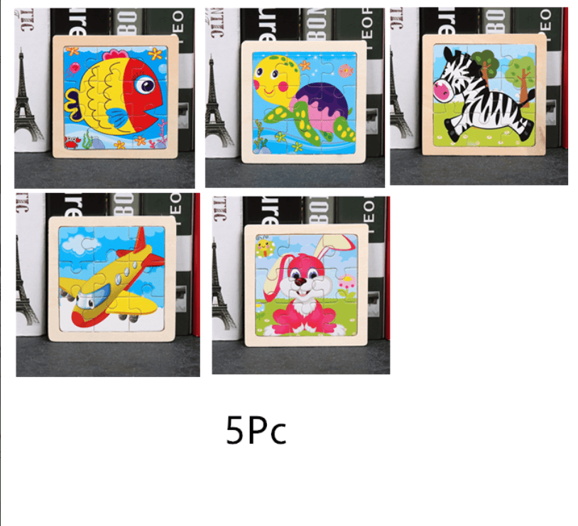 10pcs Of Wood Puzzle Baby Young Children Early Lessons Learned Intelligence Cartoon Animal Puzzle Wooden Toys Education Puzzles - SJB-DIAMOND ELITES
