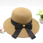 Summer Cap Black Ribbon Decorate Wavy Straw Hat For Girls Hat Kids Sun Cap Baby Beach Hats for Girls