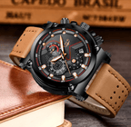 Men's Waterproof Modern Watch With Leather Belts, Stainless Steel Case Excellent Look Perfect Gift Stevvex
