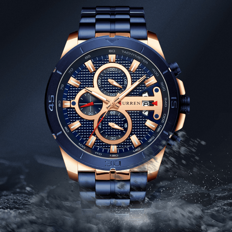 Men's Waterproof  Watch With Chronometers Day View And Fluorescent Hands Unique  Luxury Design  Perfect Gift Stevvex