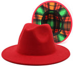 Beautiful Two Tone Luxury Fedora Hat Men's and Women's Hat Unique Retro Design Men's Fedoras Hat Colorful Fedoras Jazz Cap Elegant Soft Hat Wide Brim Party Hats 56-58CM Stevvex