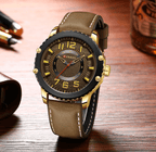 Men's Waterproof  Sport Watch With Leather  Belts  And Large Numbers Details Unique Design Perfect Gift Stevvex