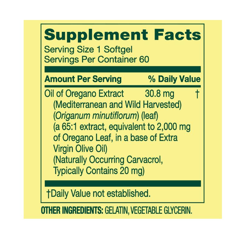 Spring Valley Mediterranean Oil of Oregano Extract Herbal Supplement Softgels, 2000 mg, 60 Count EasyOptionXY LLC