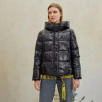 Short women winter coat parkas warm hooded shiny jacket coat Ladies