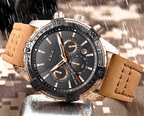 Men's Waterproof Watch With Chronometers Date Display Gold Detail Excellent Background Perfect Gift Stevvex