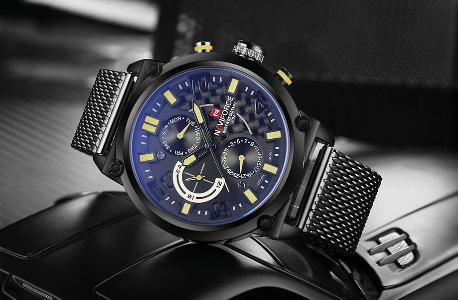 Men's Multifunction Analog Quartz Watches Waterproof Wrist Watch With Stainless Steel Mesh Band Excellent Design Perfect Gift - SJB-DIAMOND ELITES