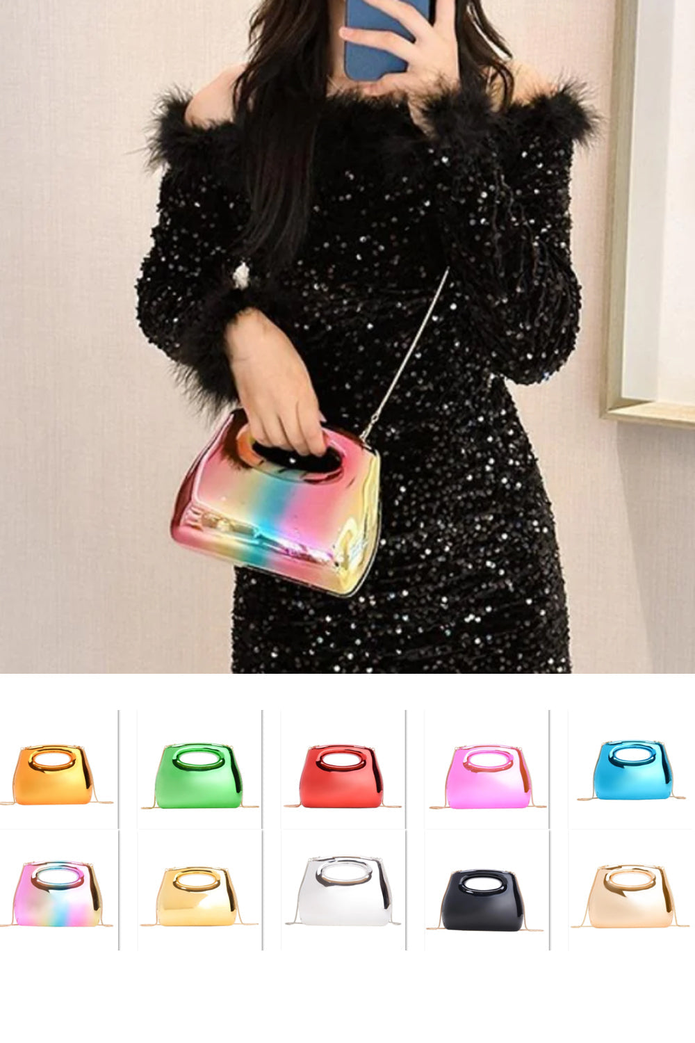 Acrylic bag square box clutch bag metal dinner bag Crossbody even bag party decoration evening bag evening purse clutch purse - SJB-DIAMOND ELITES