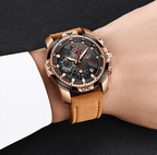 Men's Elegant Waterproof  Watch With Leather Straps   Business Style Watches Unique Design Perfect Gift For Your Man Stevvex