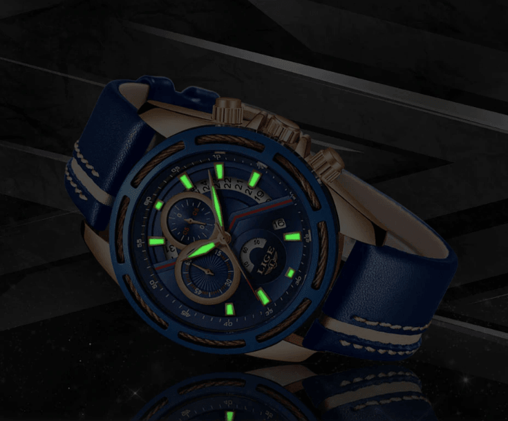 Men's Waterproof Sports  Watch With Leather Belts, Chronometers Day View Fluorescent Pointers Unique Design Perfect Gift Stevvex