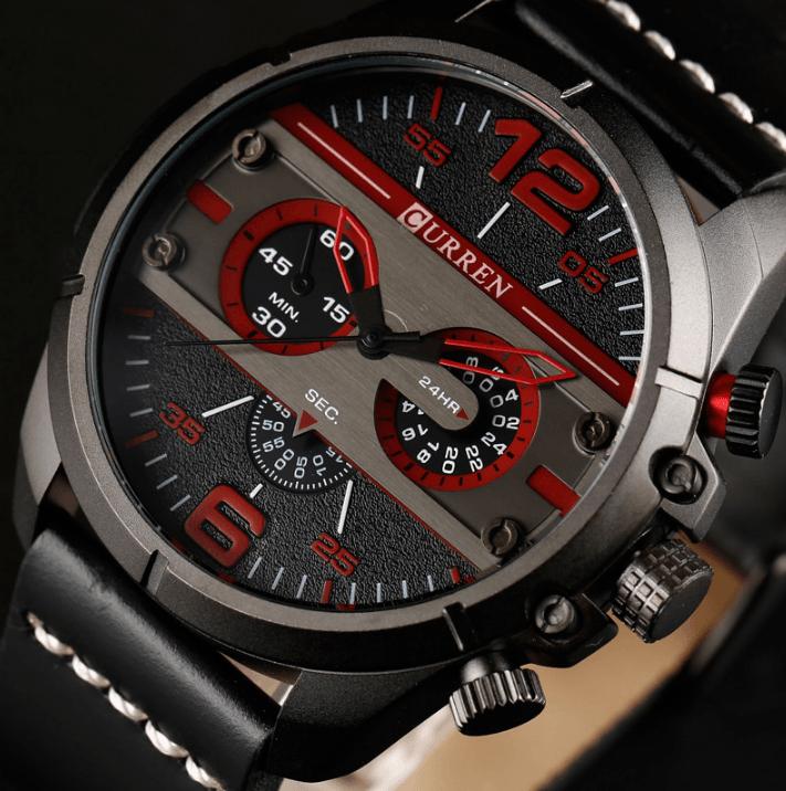 Men's  Waterproof Retro Style Watch With Excellent  Background, Chronometers  Large Numbers Perfect Gift Stevvex