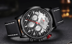 Mens Waterproof Sport Watch With Chronometers Day View And Cross-Matte Background Modern Man Watch Stevvex