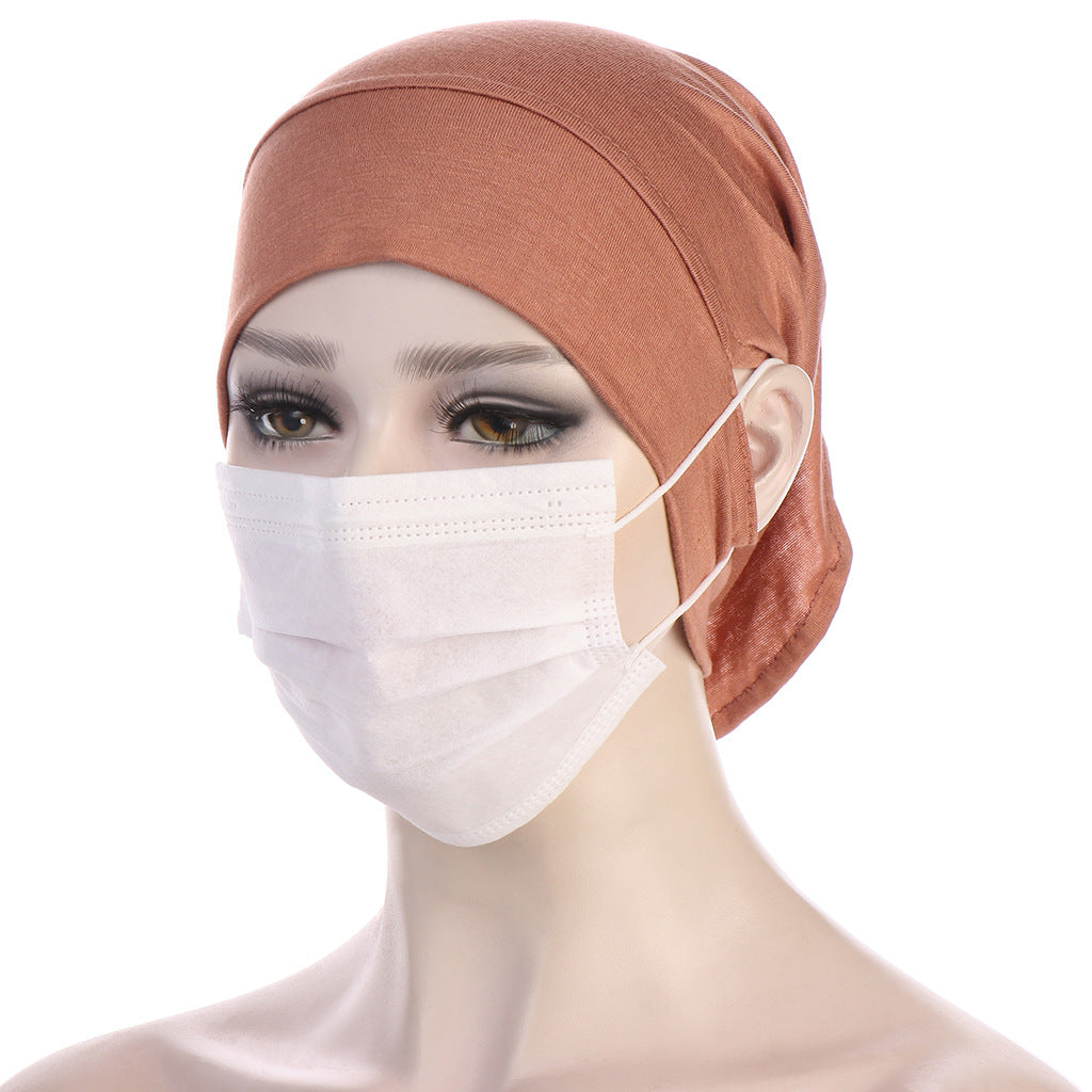 NEW Soft Cotton Hijab Breathable Turban Tie Under Scarf Elegant Ear Hole Stretch Inner Hijabs Lightweight Turban Round Front Under Hijab Caps Female Turban Bonnet Stevvex
