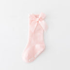 New Kids Stretchable Socks Toddlers Girls Big Bow Knee High Long Soft Cotton Lace Baby Comfortable Colorful  Socks Stevvex