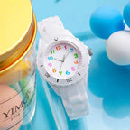 Kids Quartz Watches 50M Waterproof Analog Wristwatches Jelly Clock Students Watch Children PU Band Watch Childrens Analog Wrist Watch With Protective Design Simple Watch For Girls And Boys Stevvex