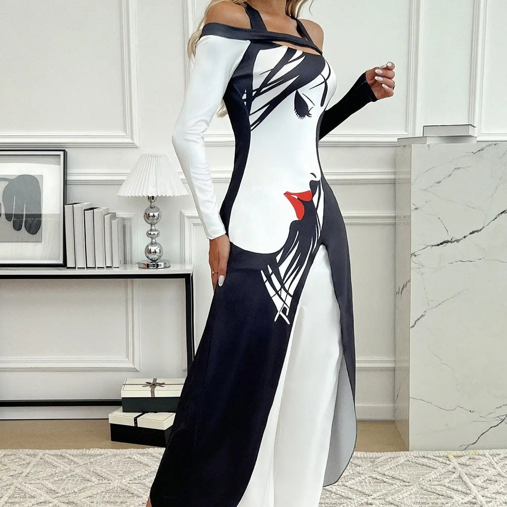Ladies' Business Elegant Wide Leg Casual Loose Fit One Shoulder Set Sexy Party Set - SJB-DIAMOND ELITES