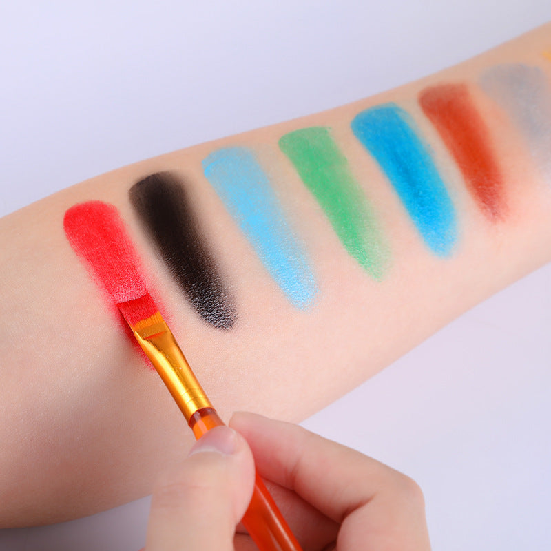 Fit Colors 12 Colors Face Paint Water Soluble Human Body Paints Halloween Masquerade Makeup Palette Brush Pi-Mart