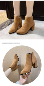 Women's Stacked Heel Ankle Bootie Shoes SHOMICOBOUTIQUE
