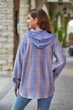 Modern Women Plaid Long Sleeve Hooded Jacket Stylish & Comfortable Outerwear For Winter And Autumn Stevvex