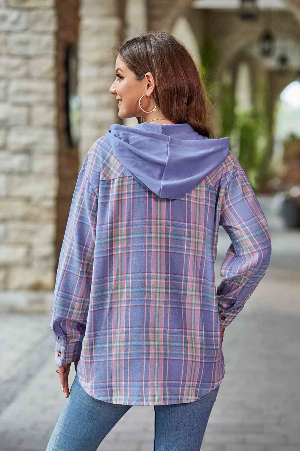 Modern Women Plaid Long Sleeve Hooded Jacket Stylish & Comfortable Outerwear For Winter And Autumn Stevvex