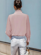 Fashionable Stand-up Collar Long-sleeved Shirt With Lotus Leaf Hem - SJB-DIAMOND ELITES