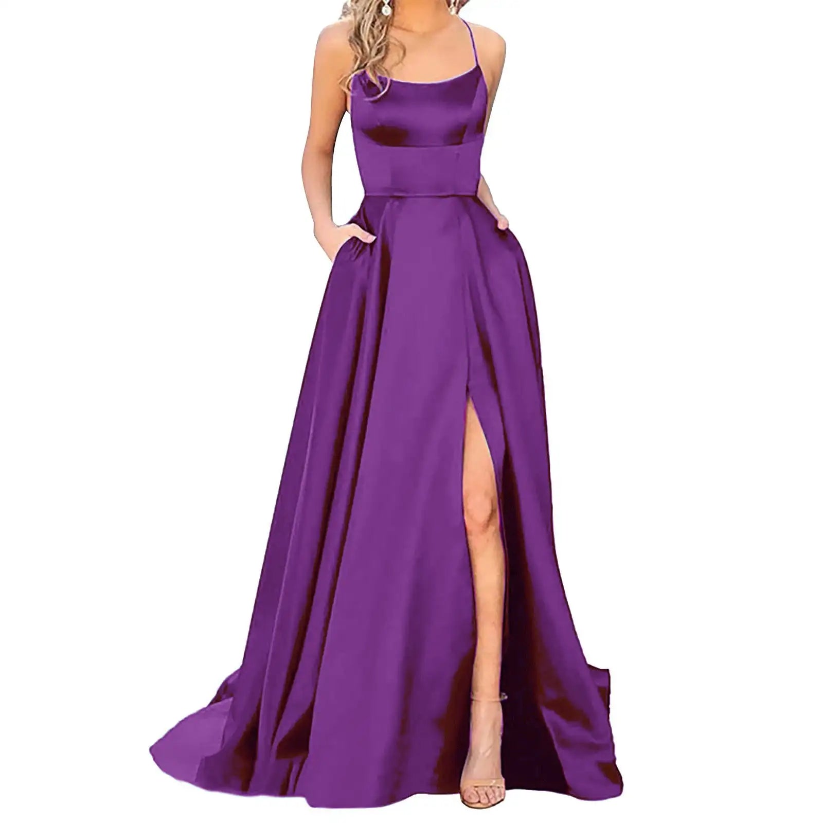 Solid Color Long Slimming And Shoulder Hollow Girlfriends Fashion Bridesmaid Party Dress - SJB-DIAMOND ELITES