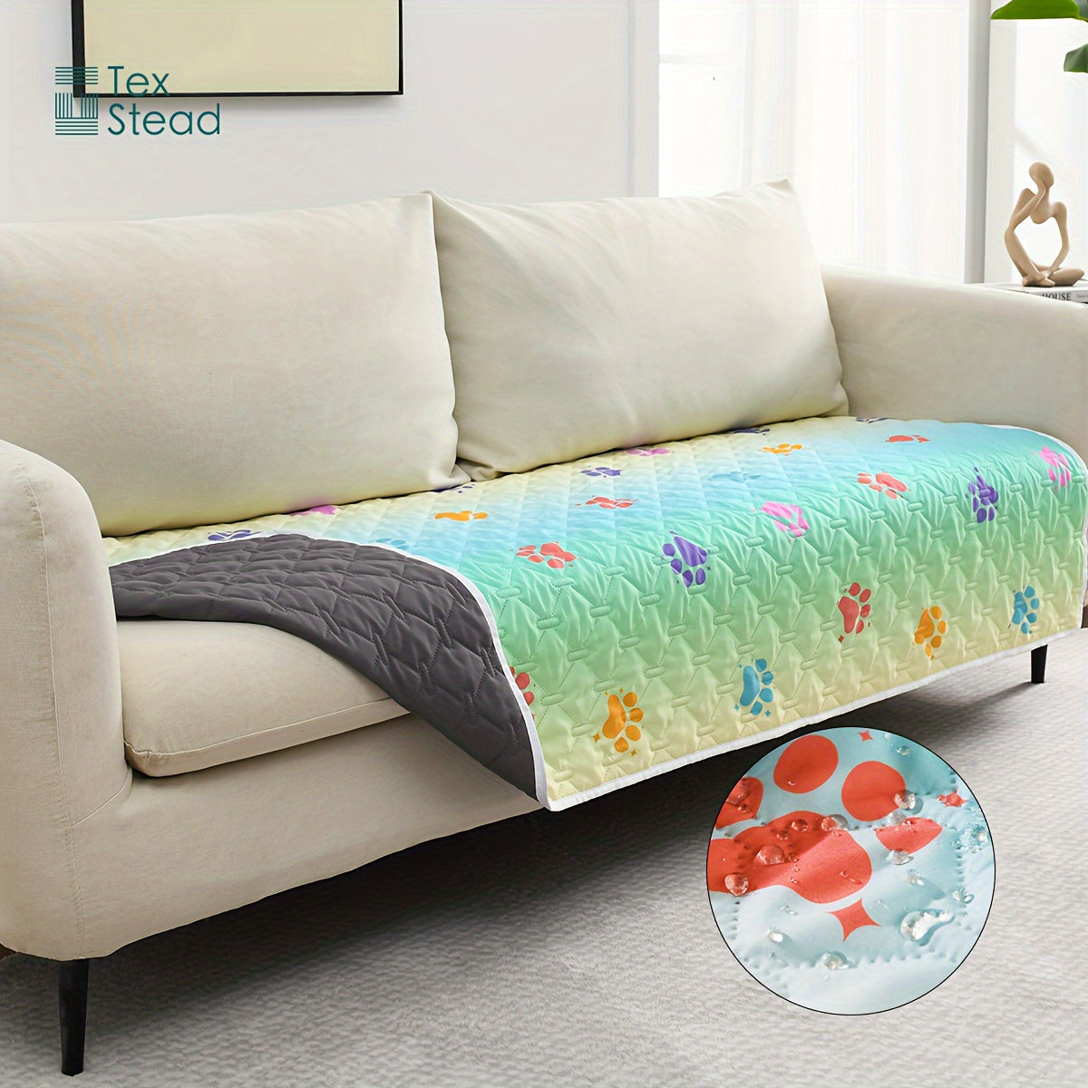 Ultimate Reversible Dog Bed Cover - Waterproof, Washable, Reusable Camping Mat with Geometric Embroidery Blanket, Rainbow Dog Paw Design, Easy to Clean and Durable for Indoor and Outdoor Use