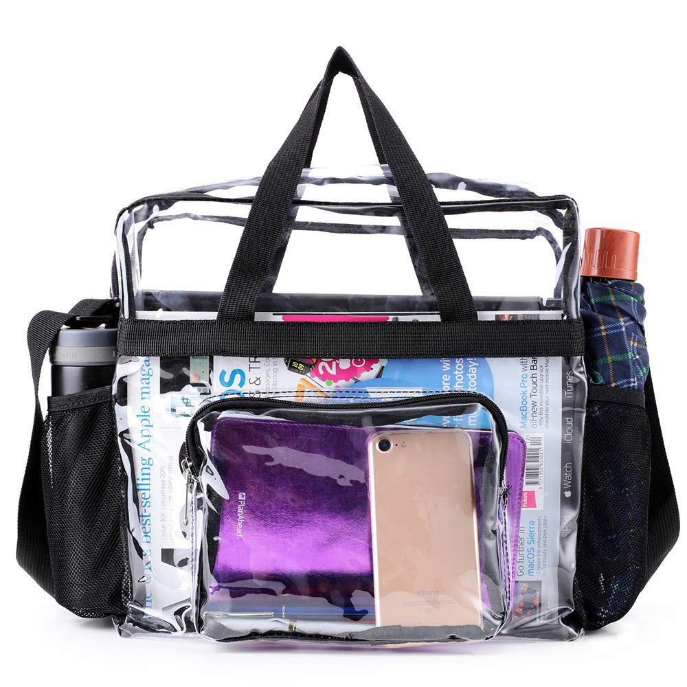 PVC transparent bag, tote bag large, portable travel storage bag for men and women, clear bag for stadium events - SJB-DIAMOND ELITES