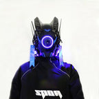 Punk mask round lights wing braids triangle lights music festival LED glow tech sense boy helmet Halloween - SJB-DIAMOND ELITES