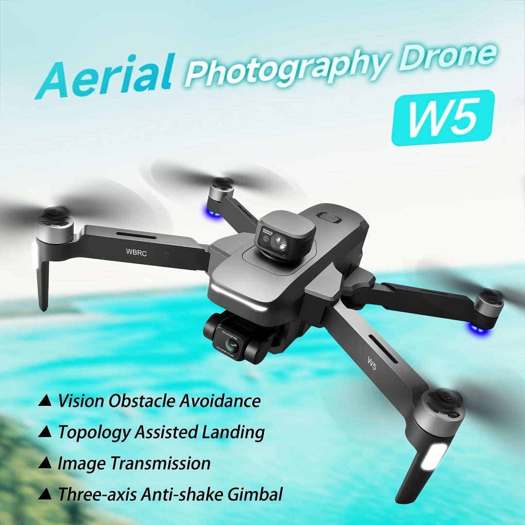 New Arrival W5- Drone, Extra Long Distance 16400 Feet Digital Image Transmission, Super Powerful Brushless Motor, EIS Three-axis Electronic Anti-Shake Gimbal, GPS Precise Outdoor Positioning, 4K HD Camera, 360° Full Angle In Lootquake LLC