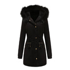 Women's Mid-length Fur Collar Coat Parker Cotton-padded Coat Pi-Mart