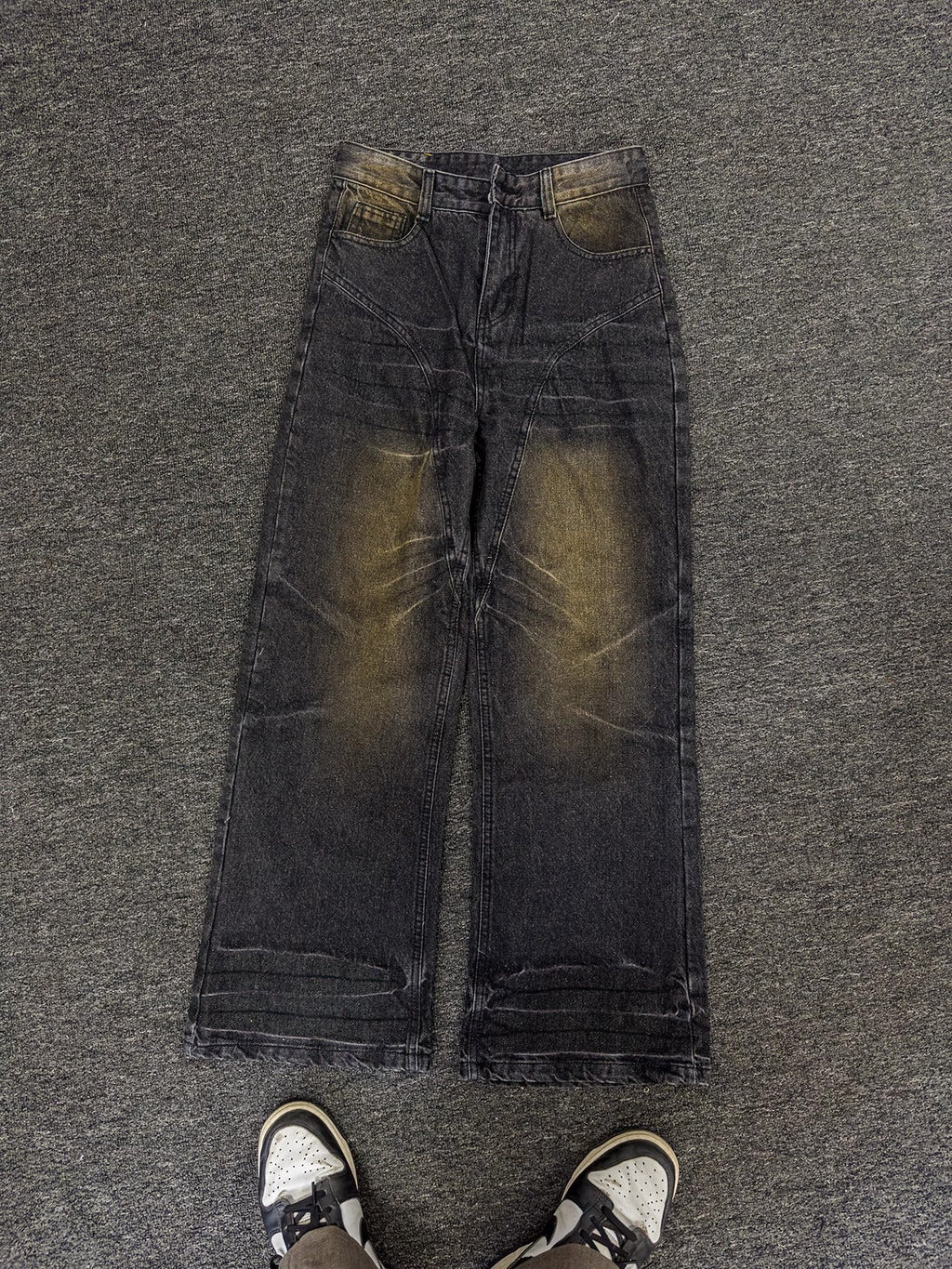 Niche Retro Washed Straight Deconstructed Jeans Lootquake LLC