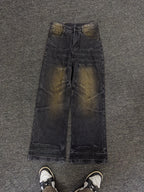 Niche Retro Washed Straight Deconstructed Jeans Lootquake LLC