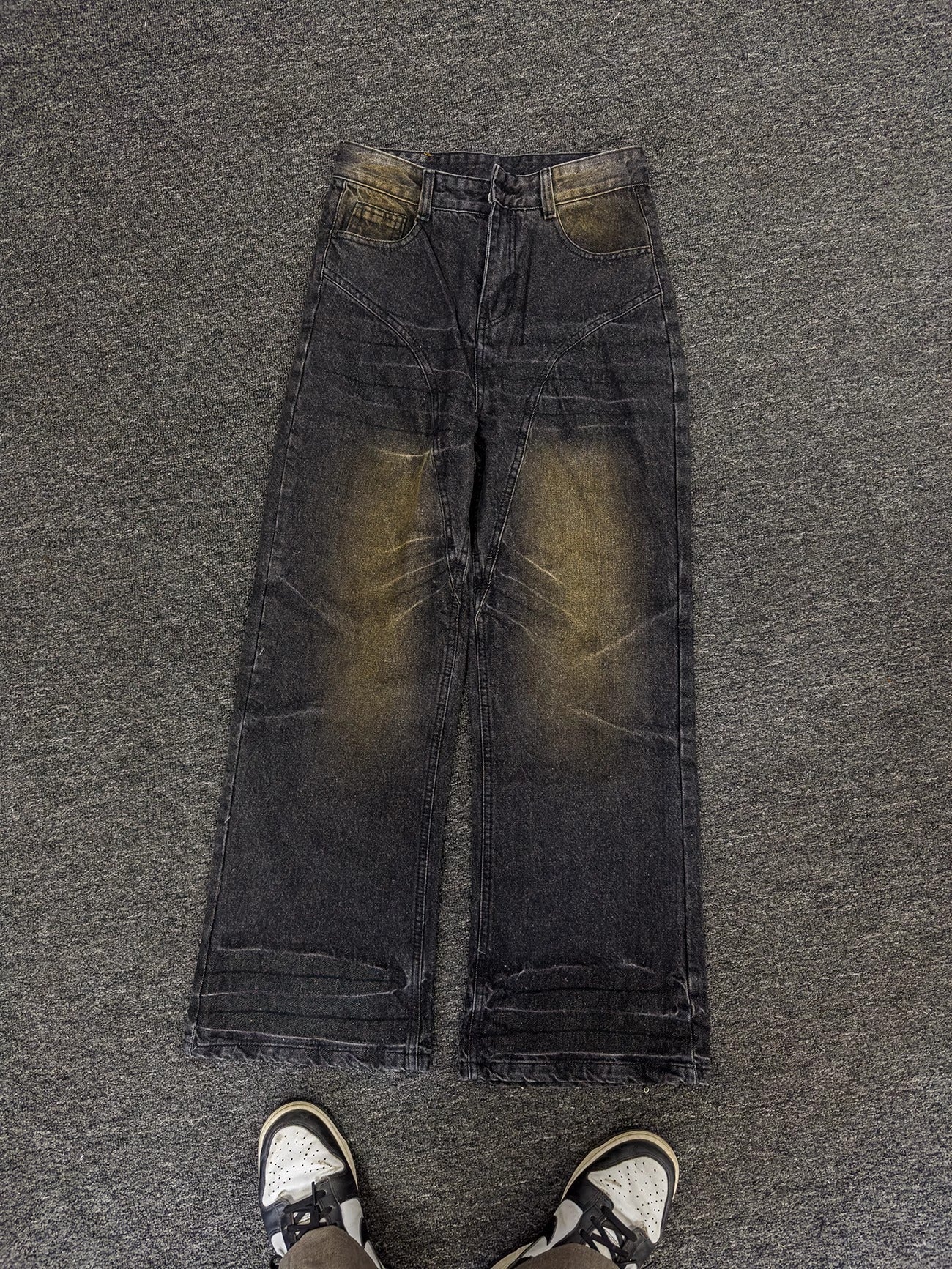 Niche Retro Washed Straight Deconstructed Jeans Lootquake LLC