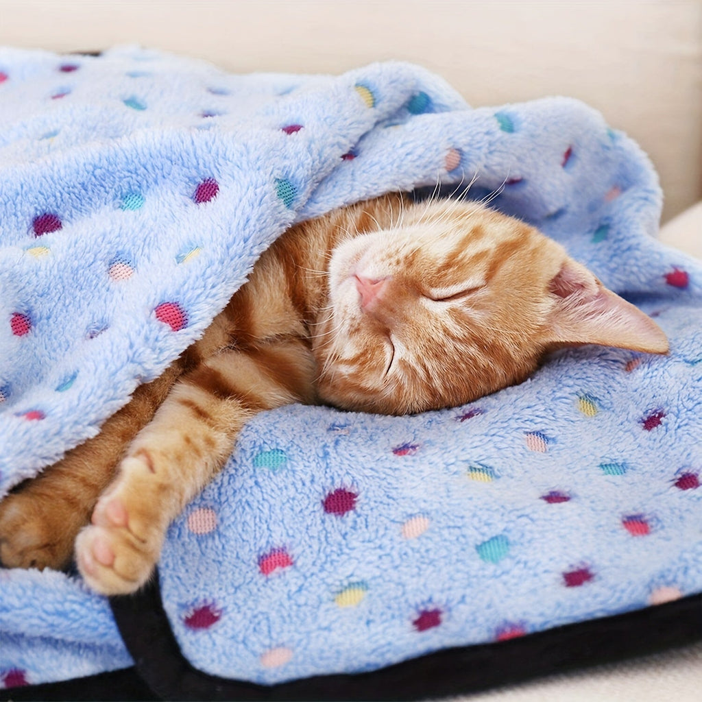 1pc Ultra-Soft Coral Fleece Pet Blanket - Cozy Flannel Cartoon Dog Throw - Ideal for Couch Snuggling & Puppy Comfort