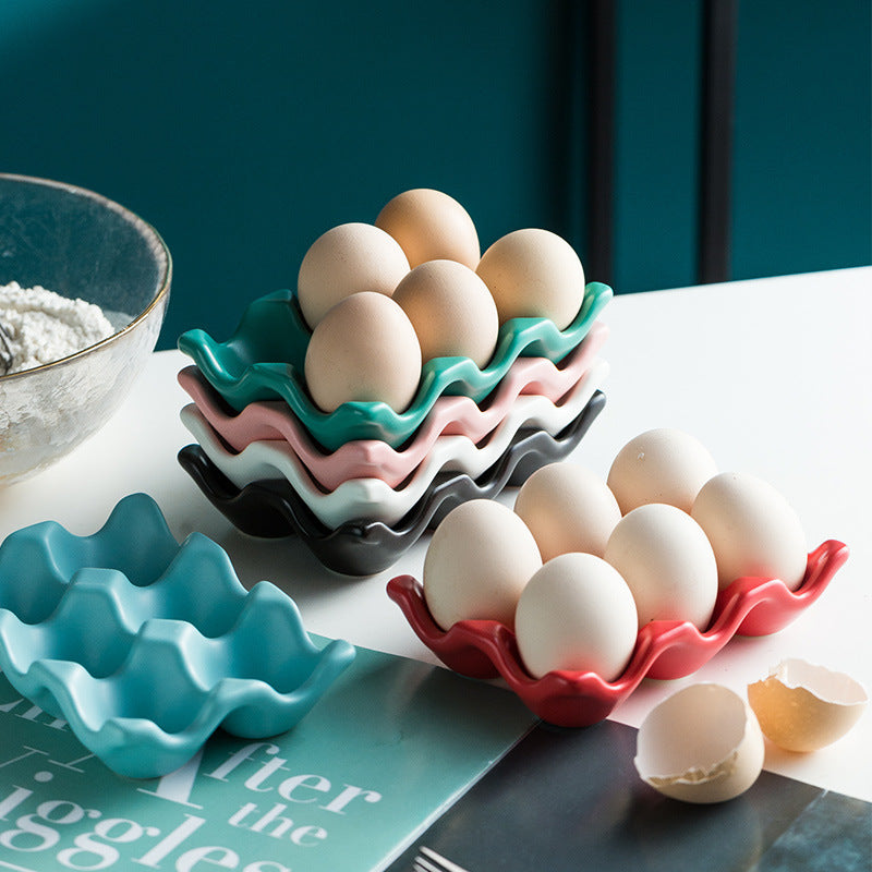 Home Kitchen Creative Ceramic Egg Grid Egg Rack Pi-Mart