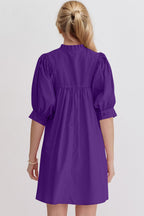 Pink Puff Sleeve Mini Dress Casual and Feminine Dress for Women Simple Classic Summer Dress Stevvex