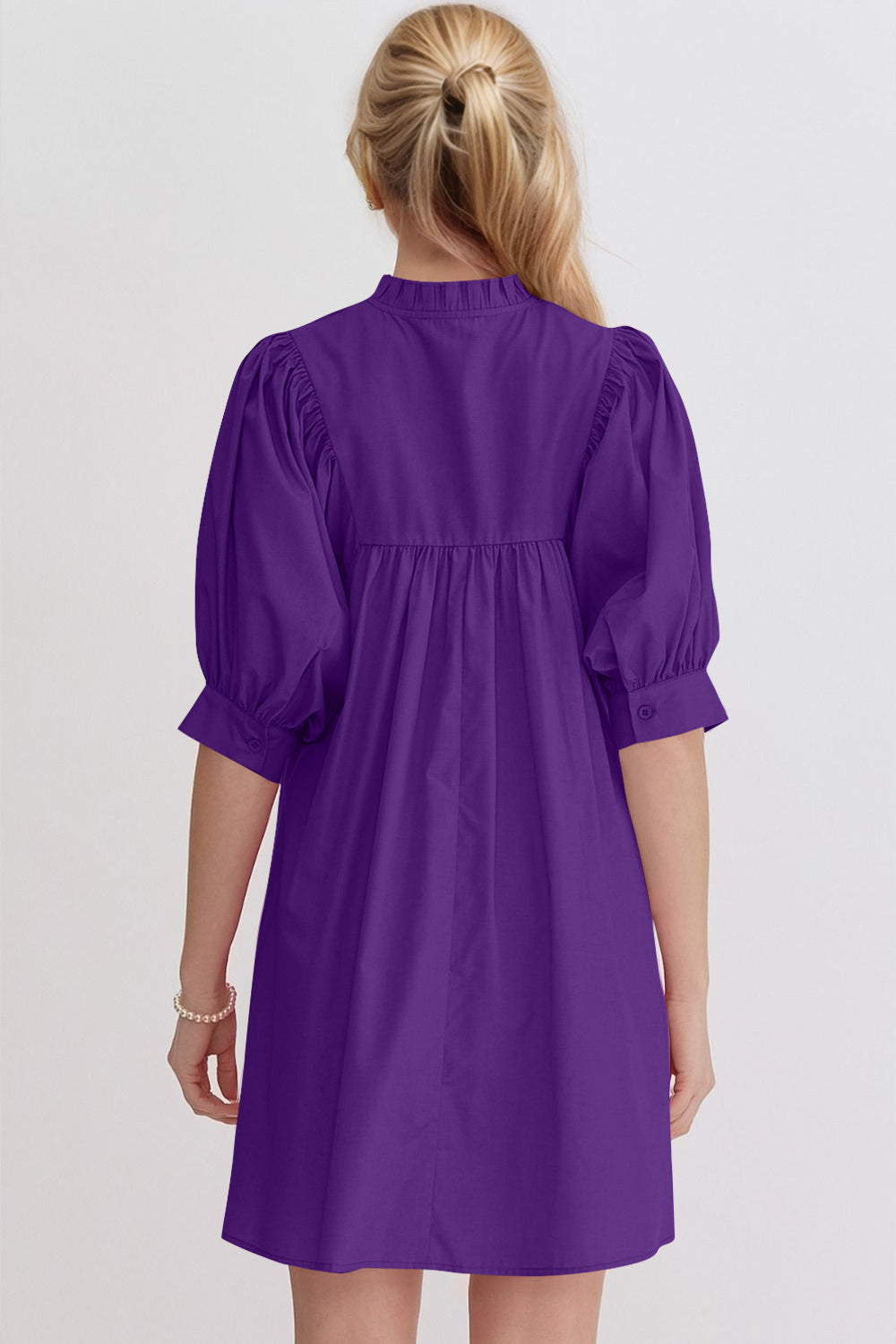Pink Puff Sleeve Mini Dress Casual and Feminine Dress for Women Simple Classic Summer Dress Stevvex