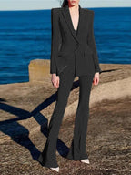 HIGH QUALITY New Fashion 2024 Designer Blazer Suit Set Women's Single Button Red Blazer Flare Pants Suit Purplish Diva
