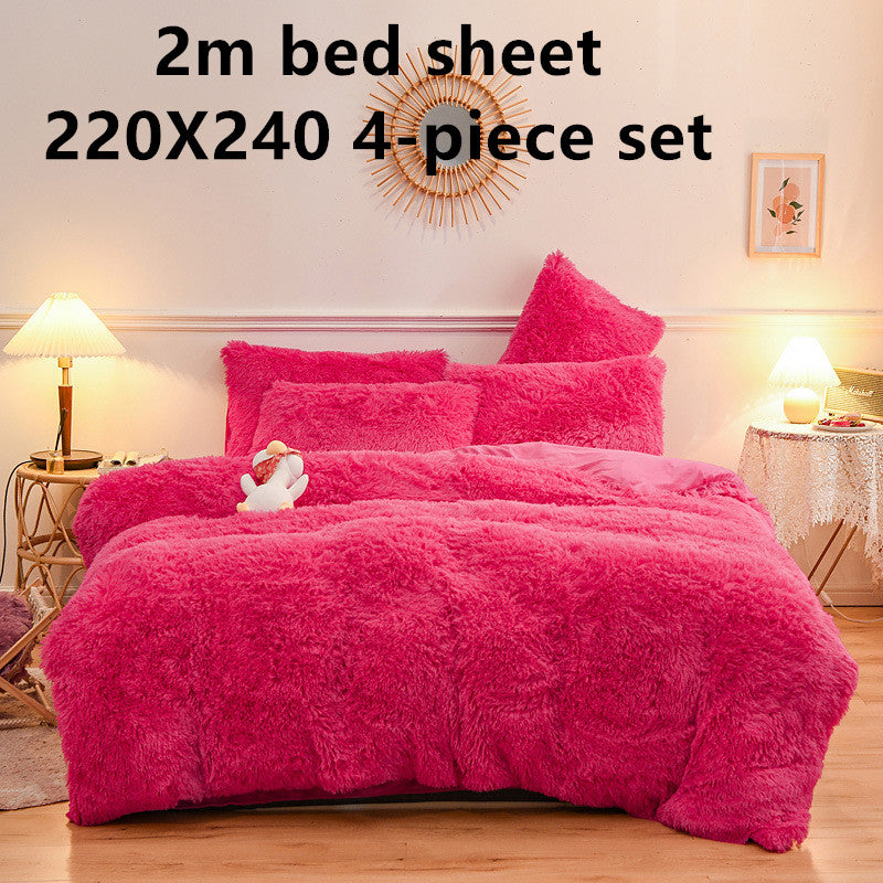 Mink velvet crystal velvet four-piece bedding Pi-Mart